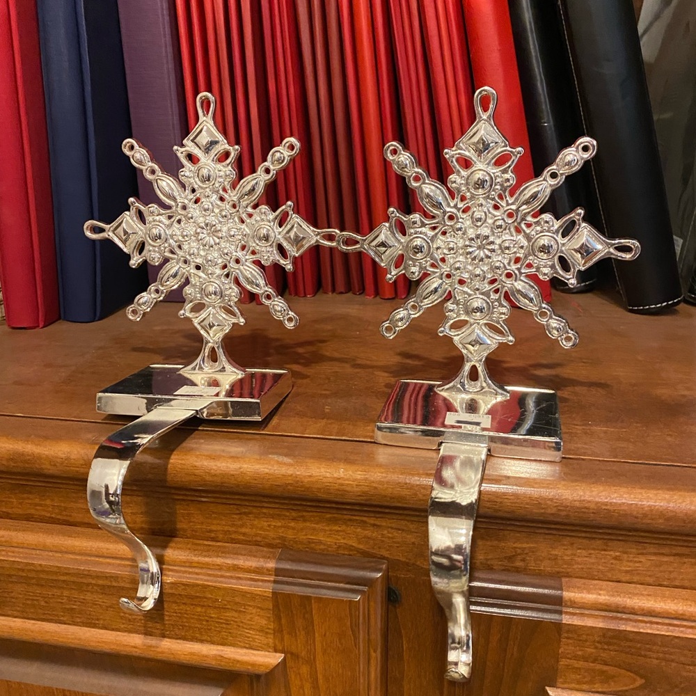 Silver Snowflake Stocking Holders